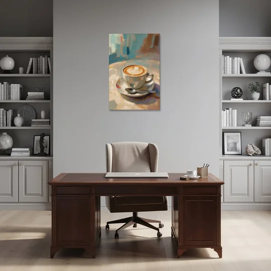 Cappuccino Painting of a Tulip Pour - Canvas Wall Art - Office - 24x36