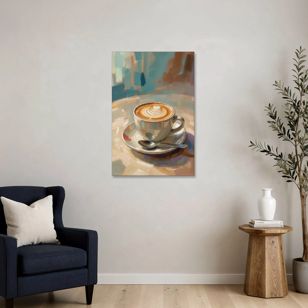 Cappuccino Painting of a Tulip Pour - Canvas Wall Art - Sofa - 24x36