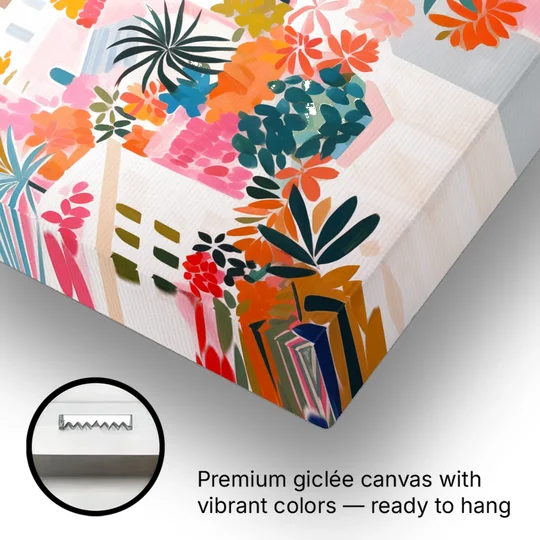 Capri Art of a Flowered Lane - Canvas Wall Art - Gallery Wrap Corner