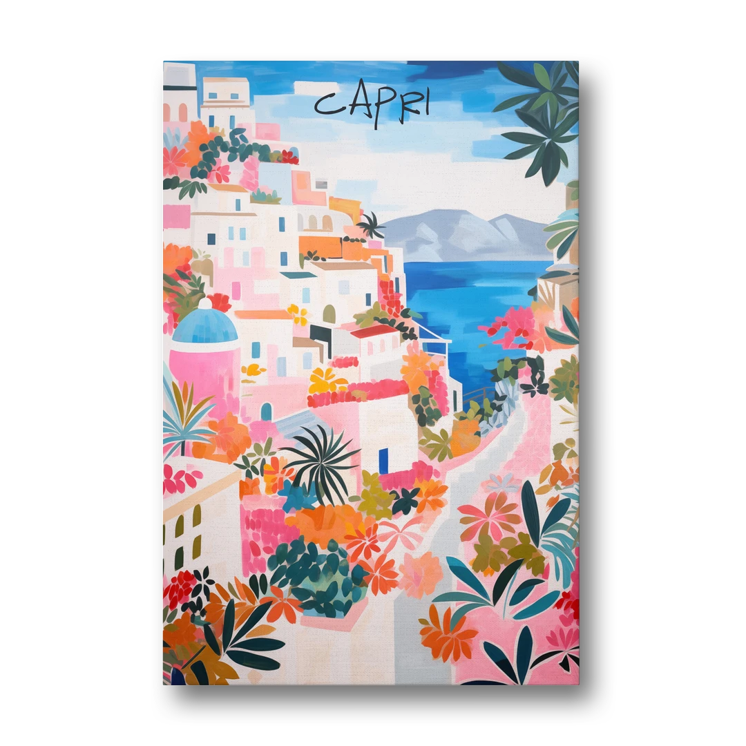 Capri Art of a Flowered Lane - Canvas Wall Art - Front