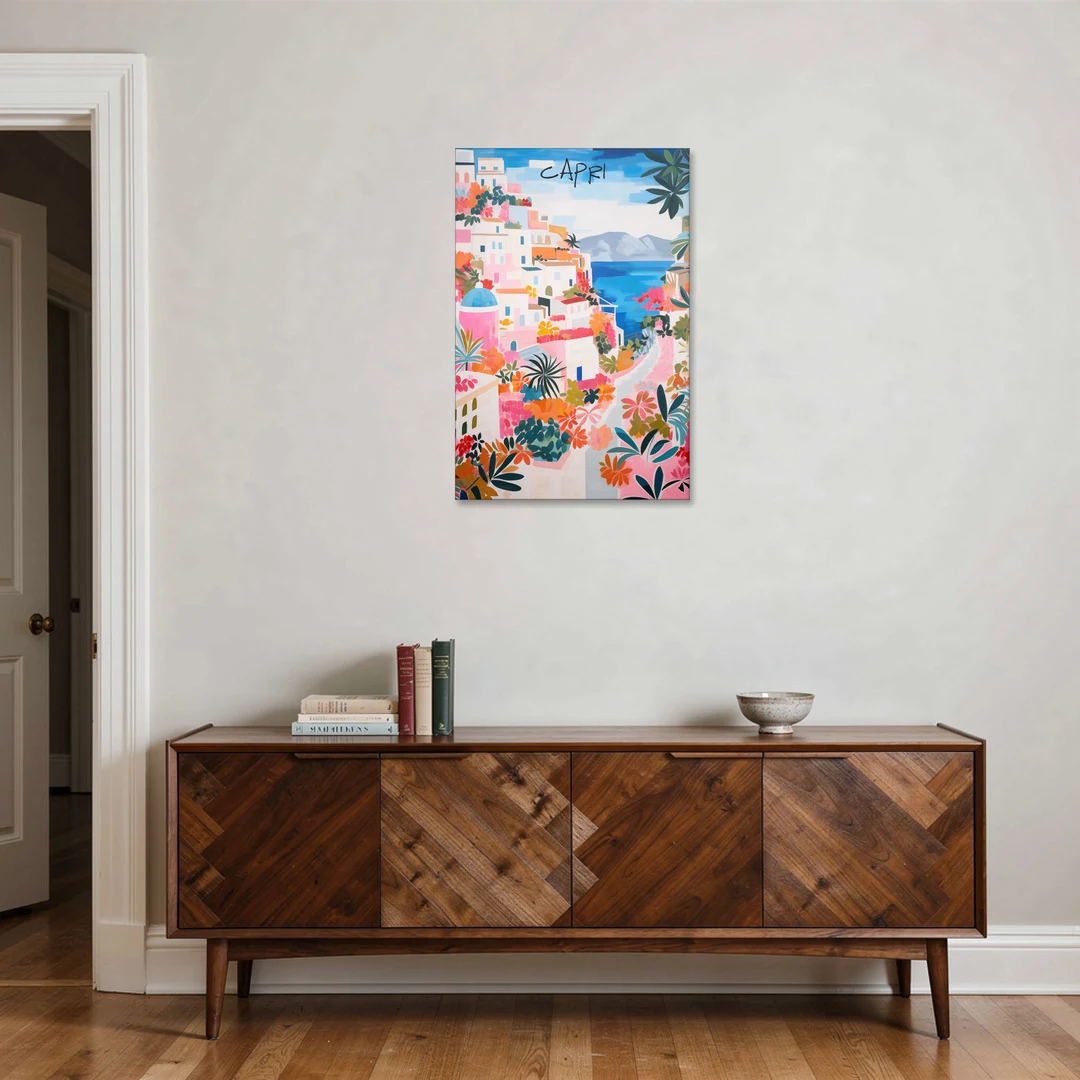 Capri Art of a Flowered Lane - Canvas Wall Art - Coffee Table - 24x36