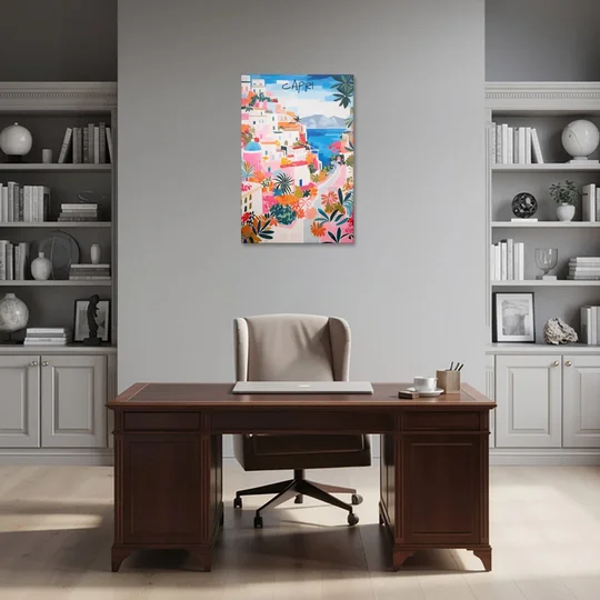 Capri Art of a Flowered Lane - Canvas Wall Art - Office - 24x36