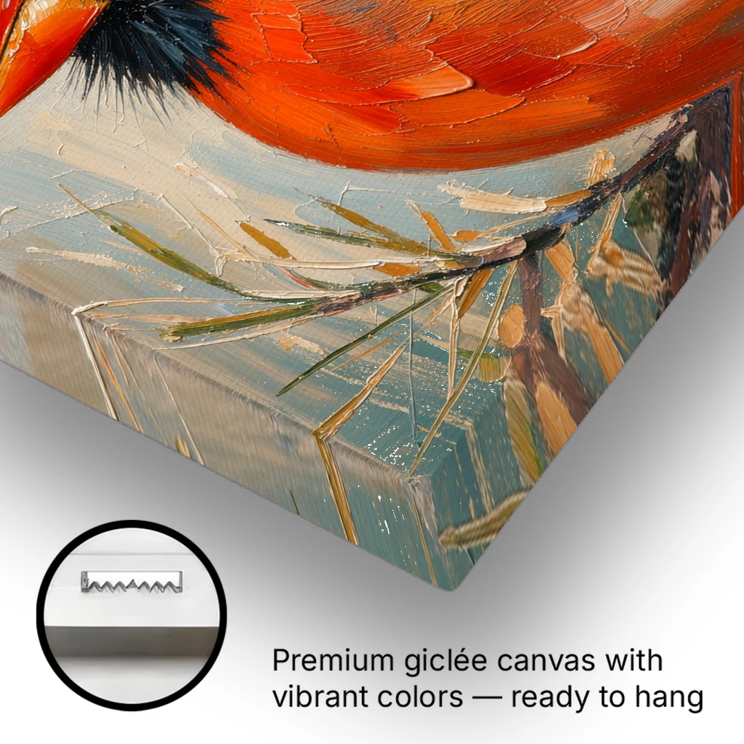 Cardinal Profile with Snow-Dusted Crest - Canvas Wall Art - Gallery Wrap Corner