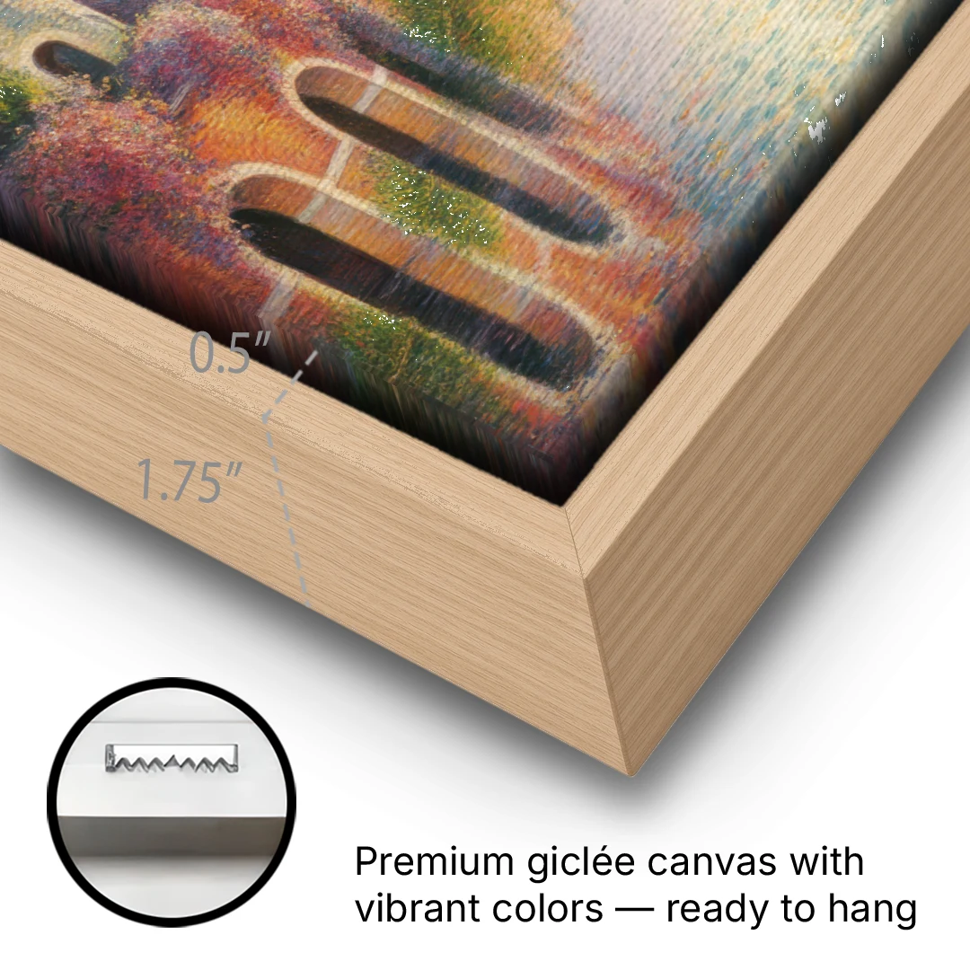 Castelvecchio Charm - Oak Framed Canvas Wall Art - Gallery Wrap Corner