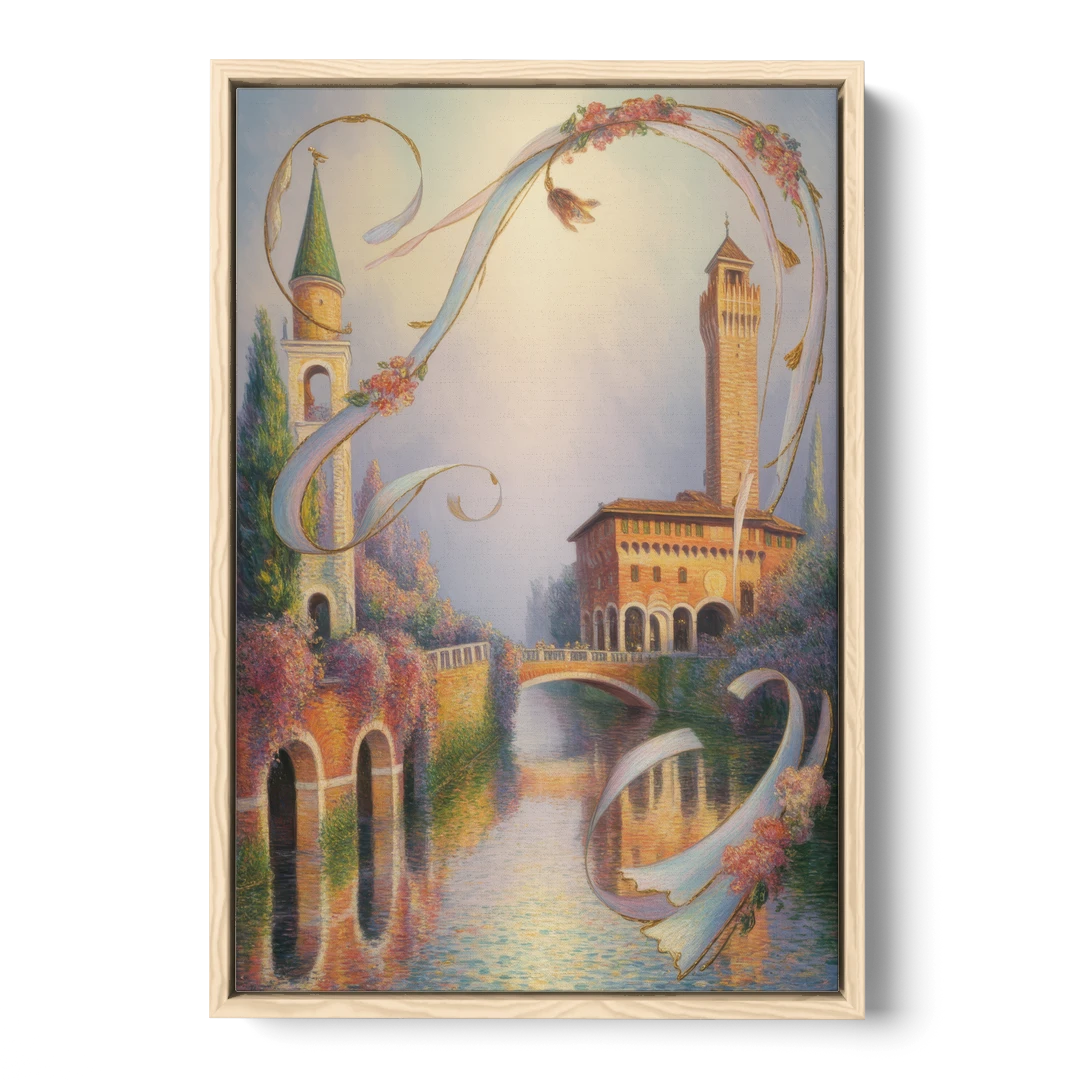 Castelvecchio Charm - Oak Framed Canvas Wall Art - Front