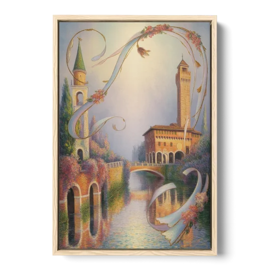 Castelvecchio Charm - Oak Framed Canvas Wall Art - Front