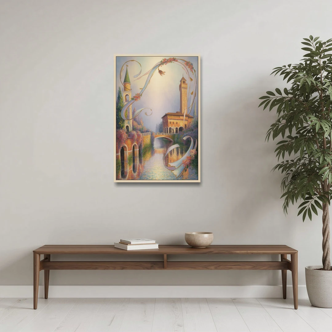 Castelvecchio Charm - Oak Framed Canvas Wall Art - Coffee Table - 24x36