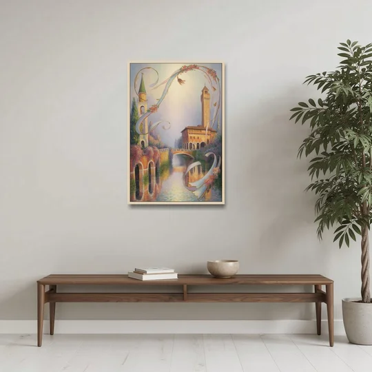 Castelvecchio Charm - Oak Framed Canvas Wall Art - Coffee Table - 24x36