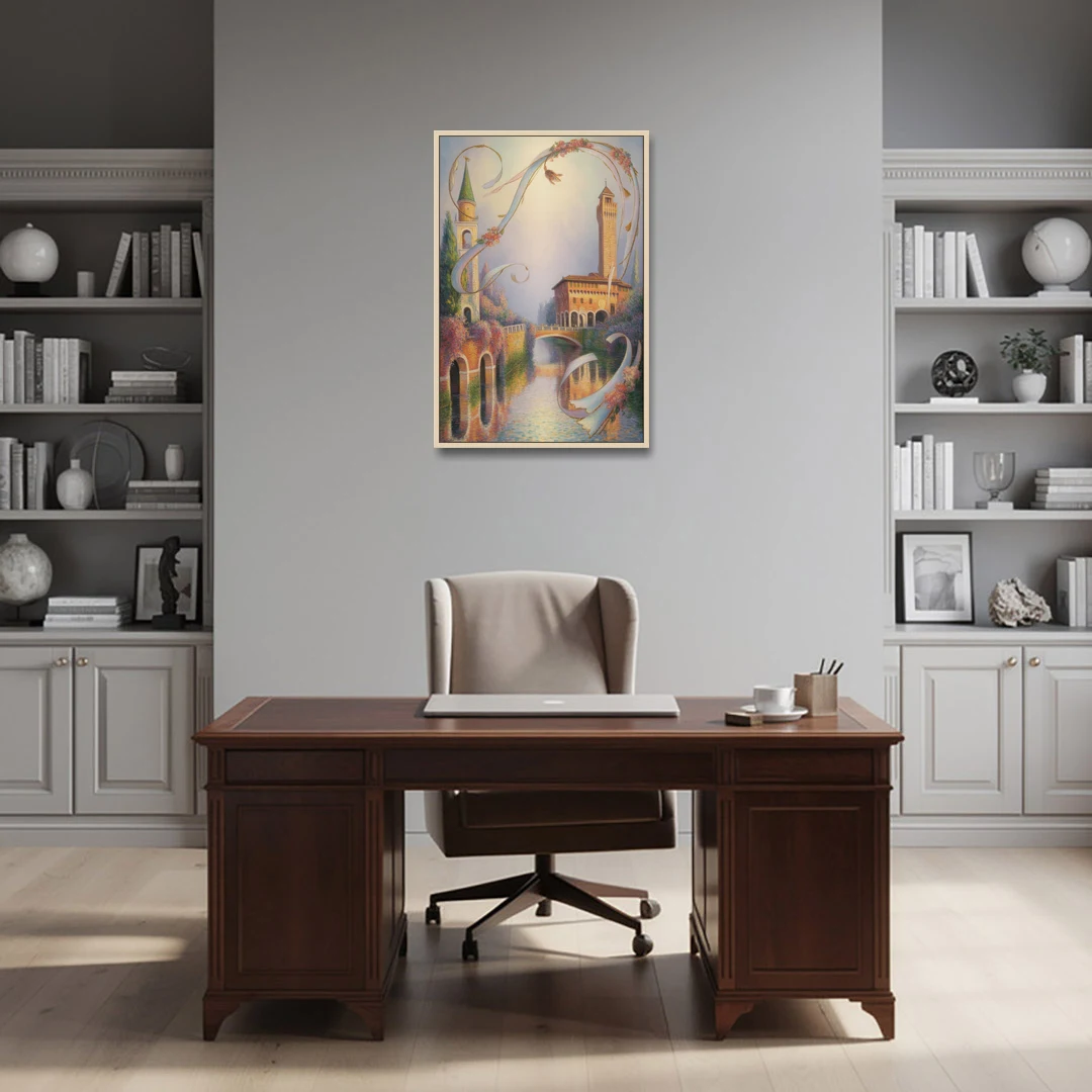 Castelvecchio Charm - Oak Framed Canvas Wall Art - Office - 24x36