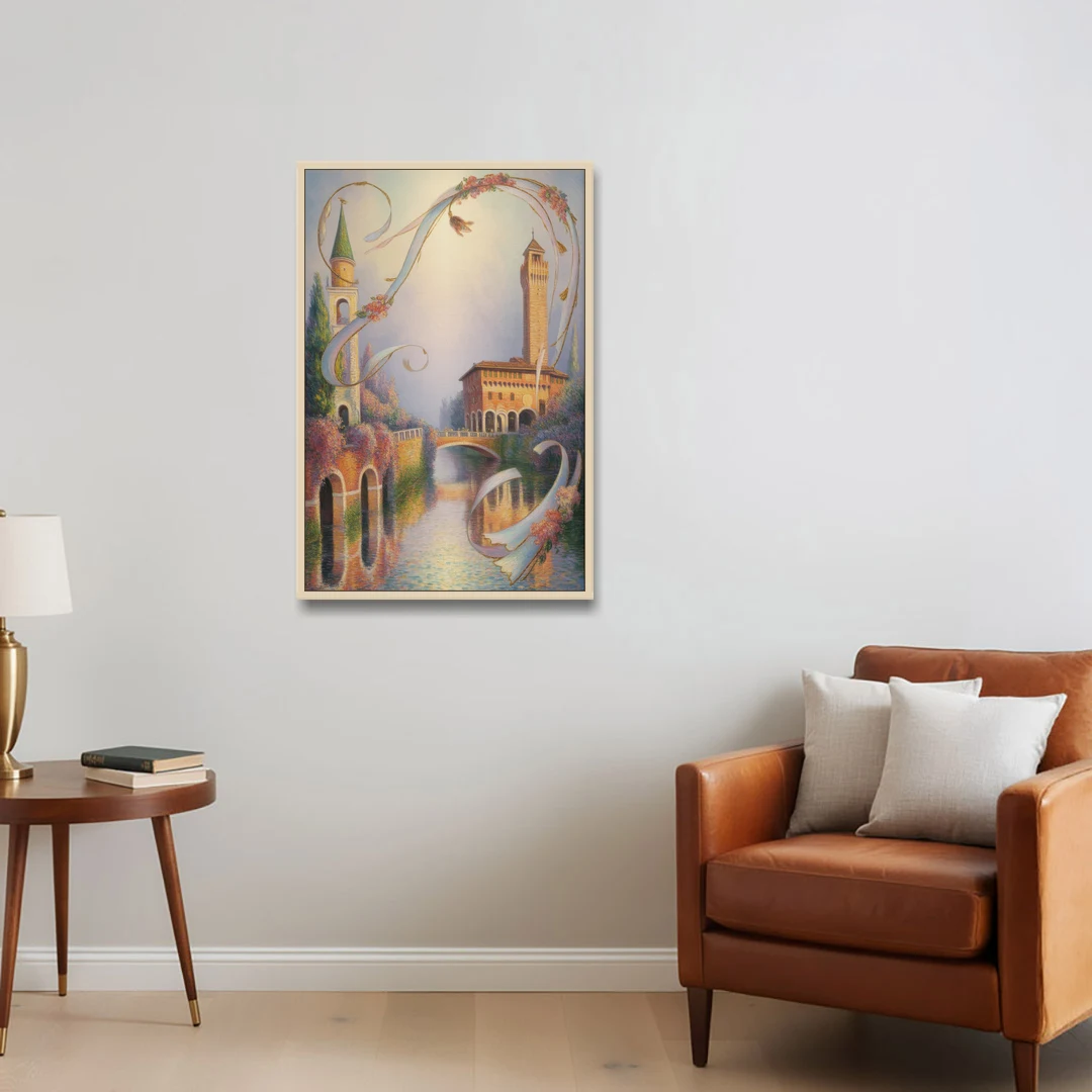 Castelvecchio Charm - Oak Framed Canvas Wall Art - Sofa - 24x36