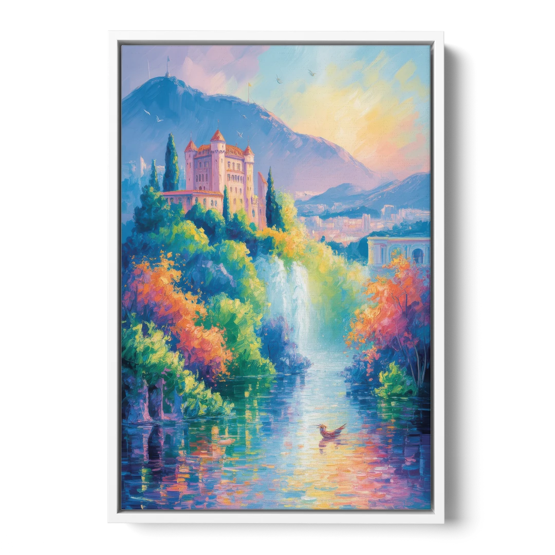 Castle Hill View - White Framed Canvas Wall Art - Front