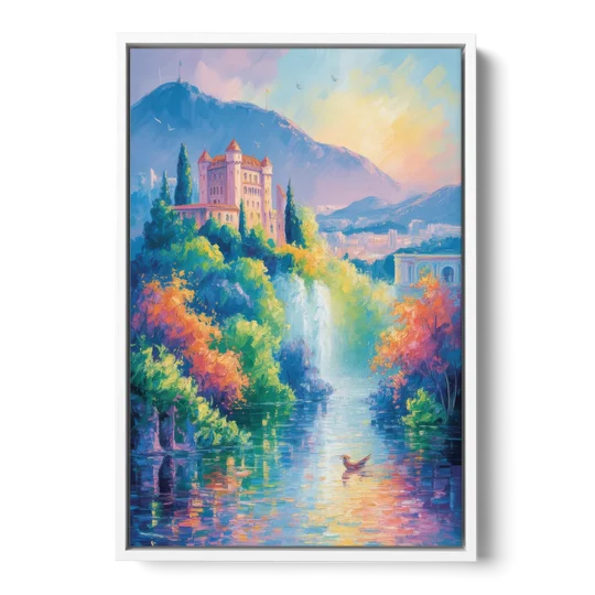 Castle Hill View - White Framed Canvas Wall Art - Front