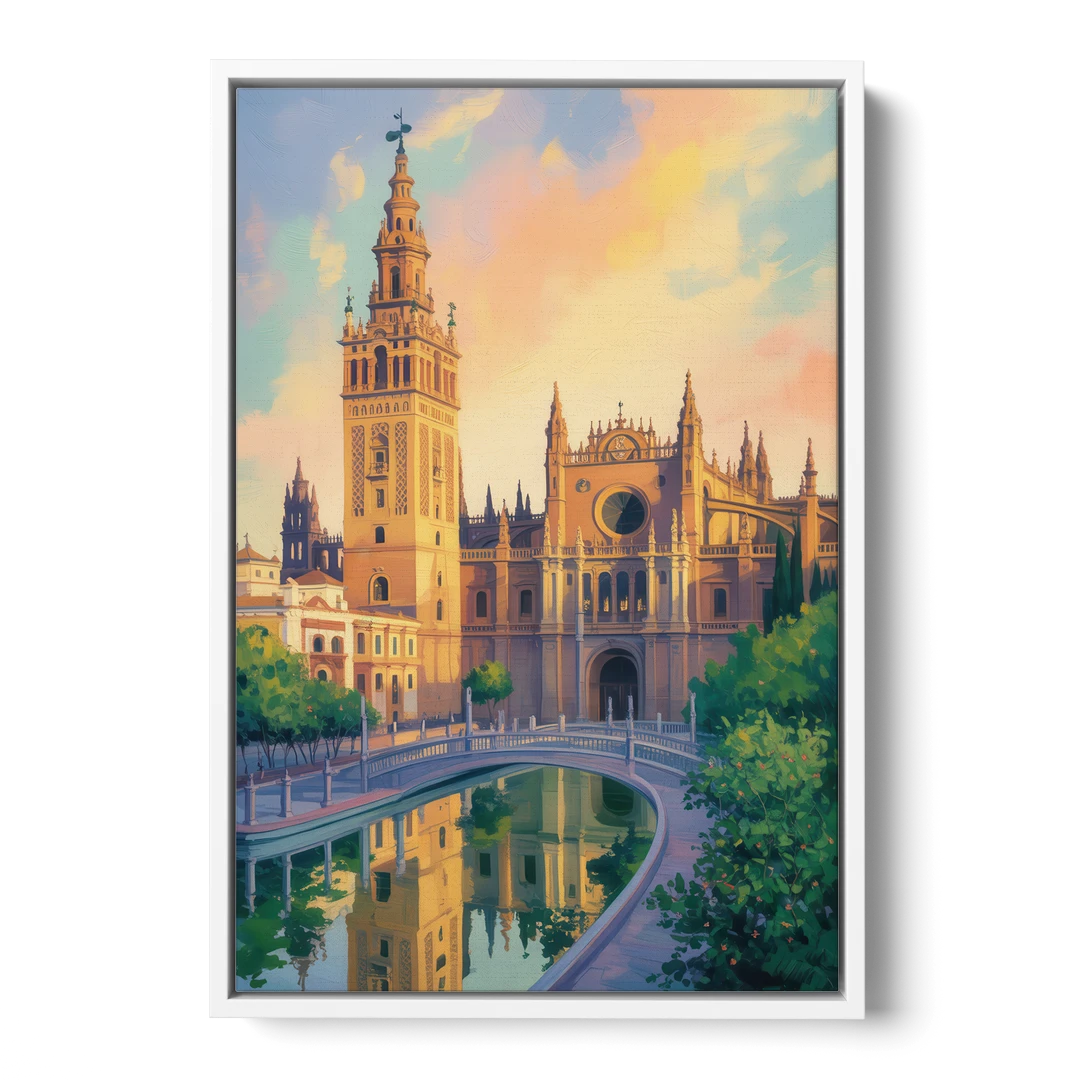 Cathedral Charm - White Framed Canvas Wall Art - Front
