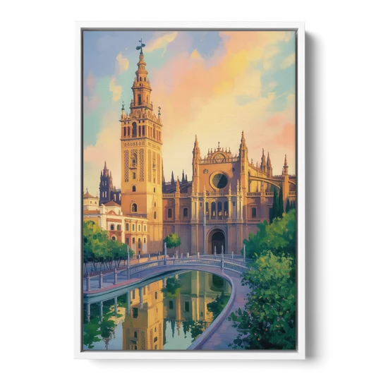 Cathedral Charm - White Framed Canvas Wall Art - Front