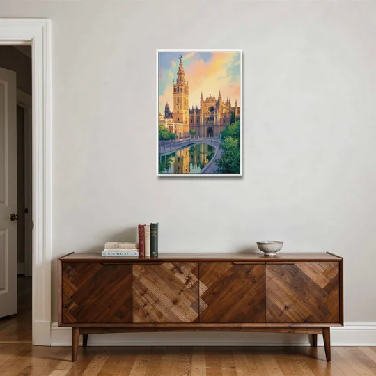 Cathedral Charm - White Framed Canvas Wall Art - Coffee Table - 24x36
