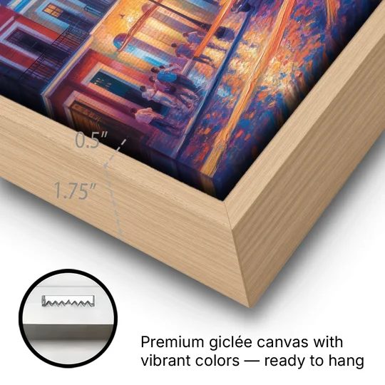 Cathedral of Campeche - Oak Framed Canvas Wall Art - Gallery Wrap Corner