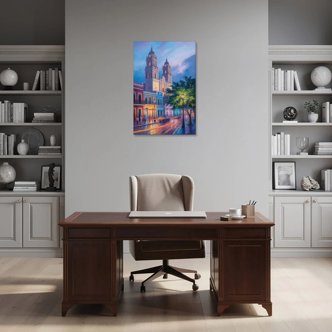 Cathedral of Campeche - Canvas Wall Art - Office - 24x36