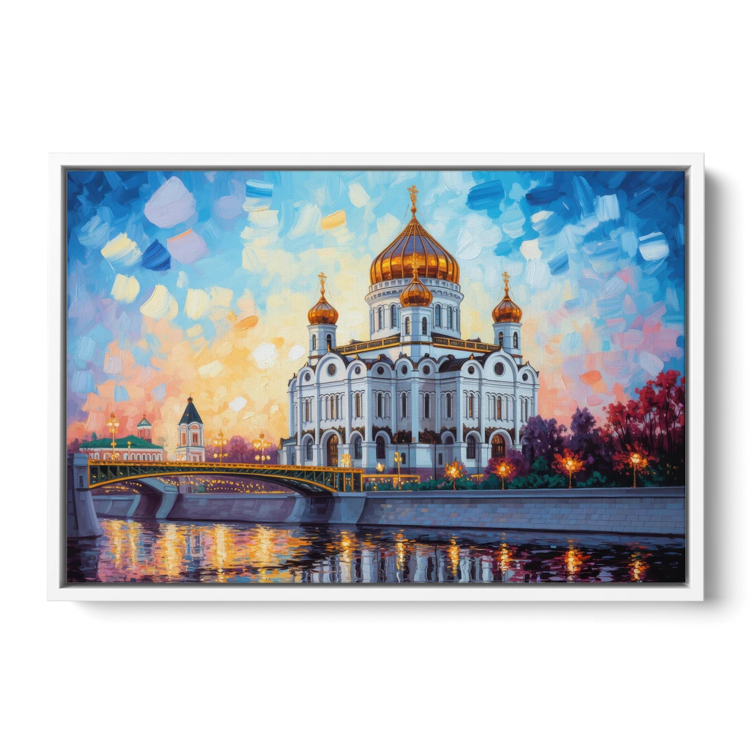 Cathedral of Christ Light - White Framed Canvas Wall Art - Front
