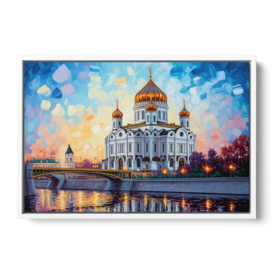 Cathedral of Christ Light - White Framed Canvas Wall Art - Front