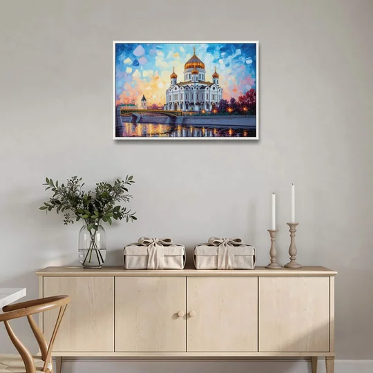 Cathedral of Christ Light - White Framed Canvas Wall Art - Coffee Table - 36x24