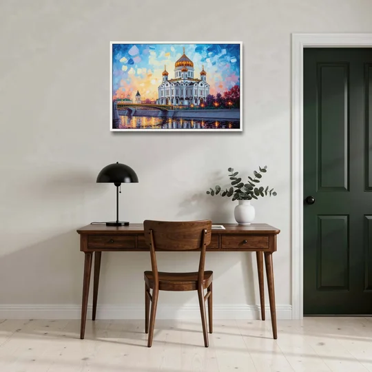 Cathedral of Christ Light - White Framed Canvas Wall Art - Office - 36x24