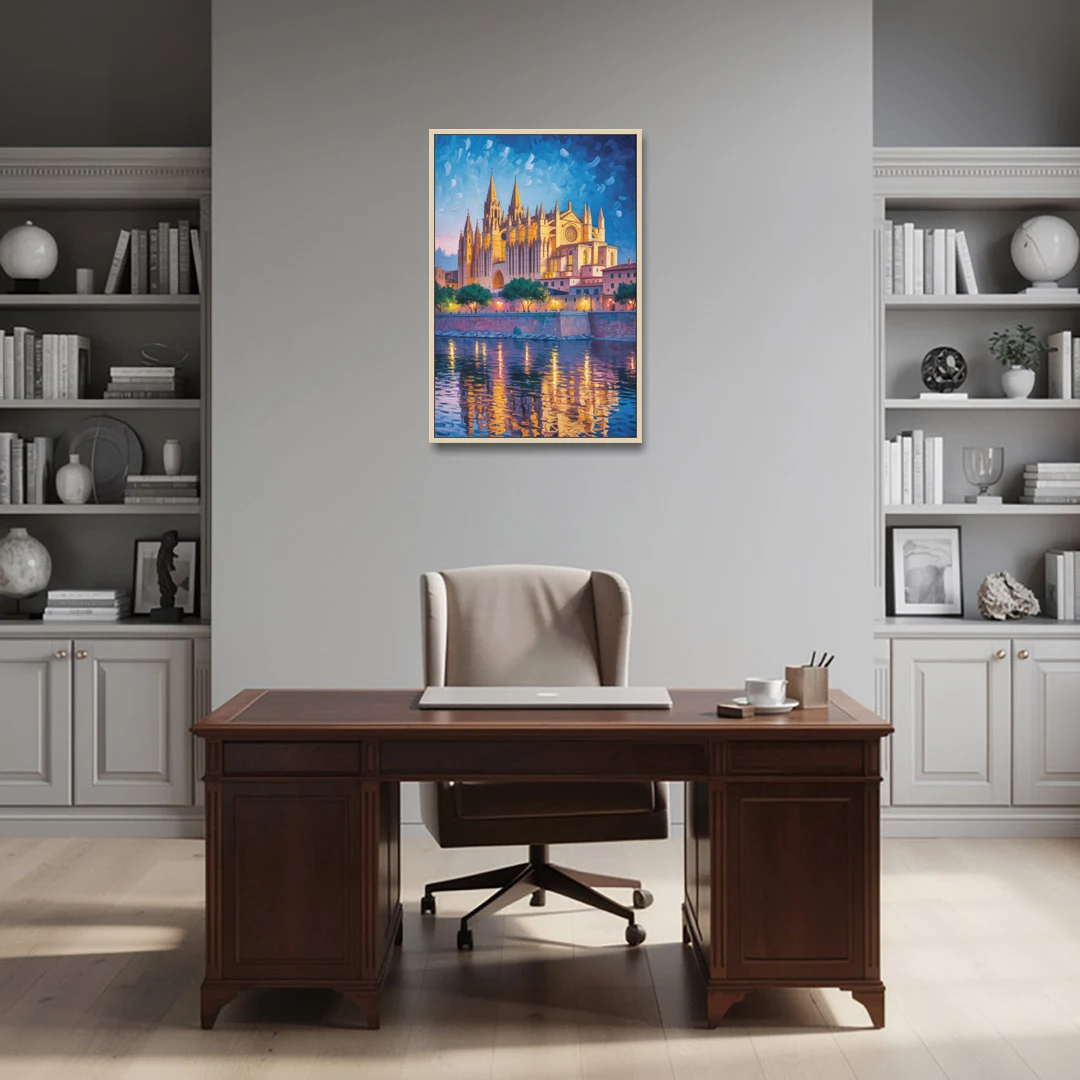 Cathedral of Santa Maria - Oak Framed Canvas Wall Art - Office - 24x36