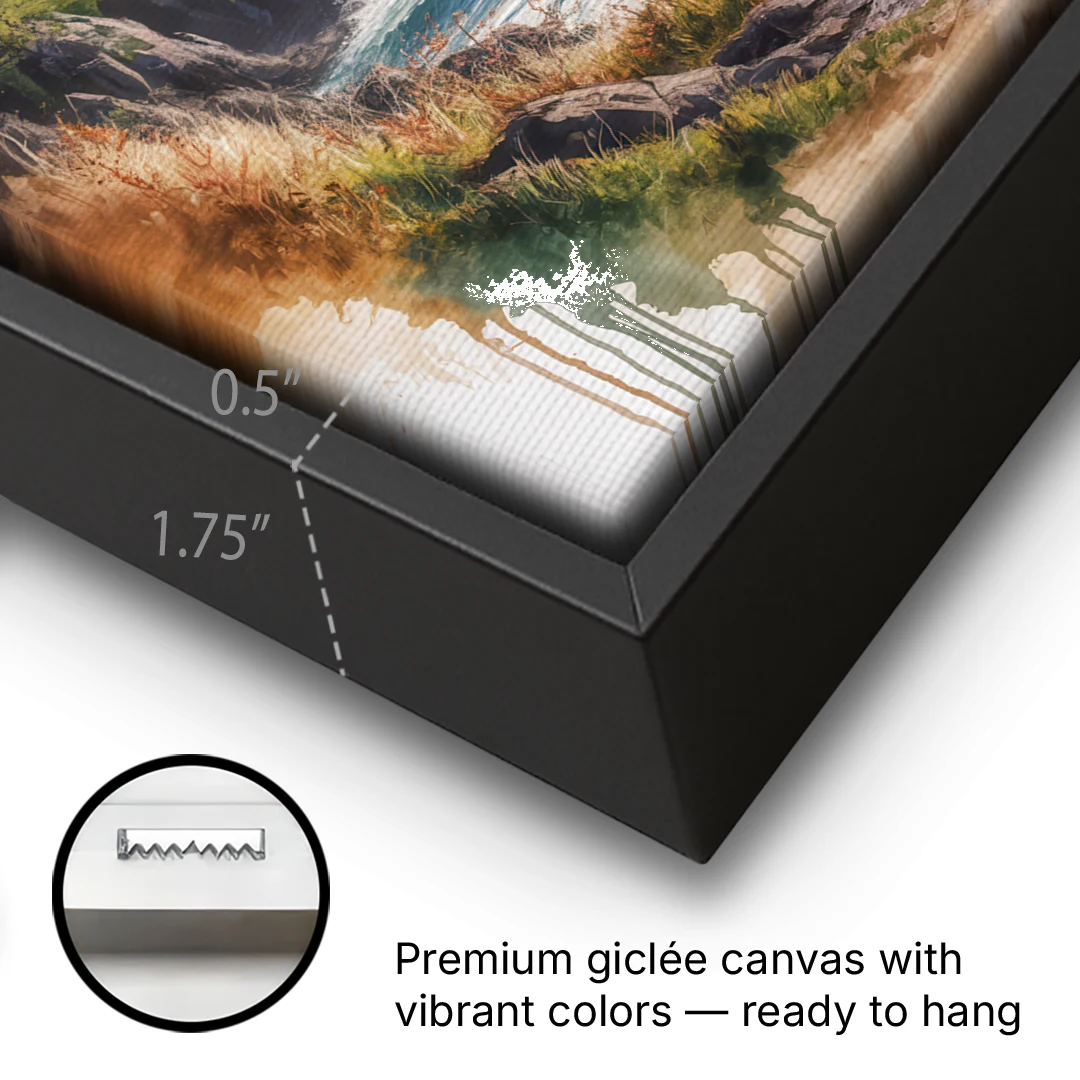 Celtic Coastline - Black Framed Canvas Wall Art - Gallery Wrap Corner