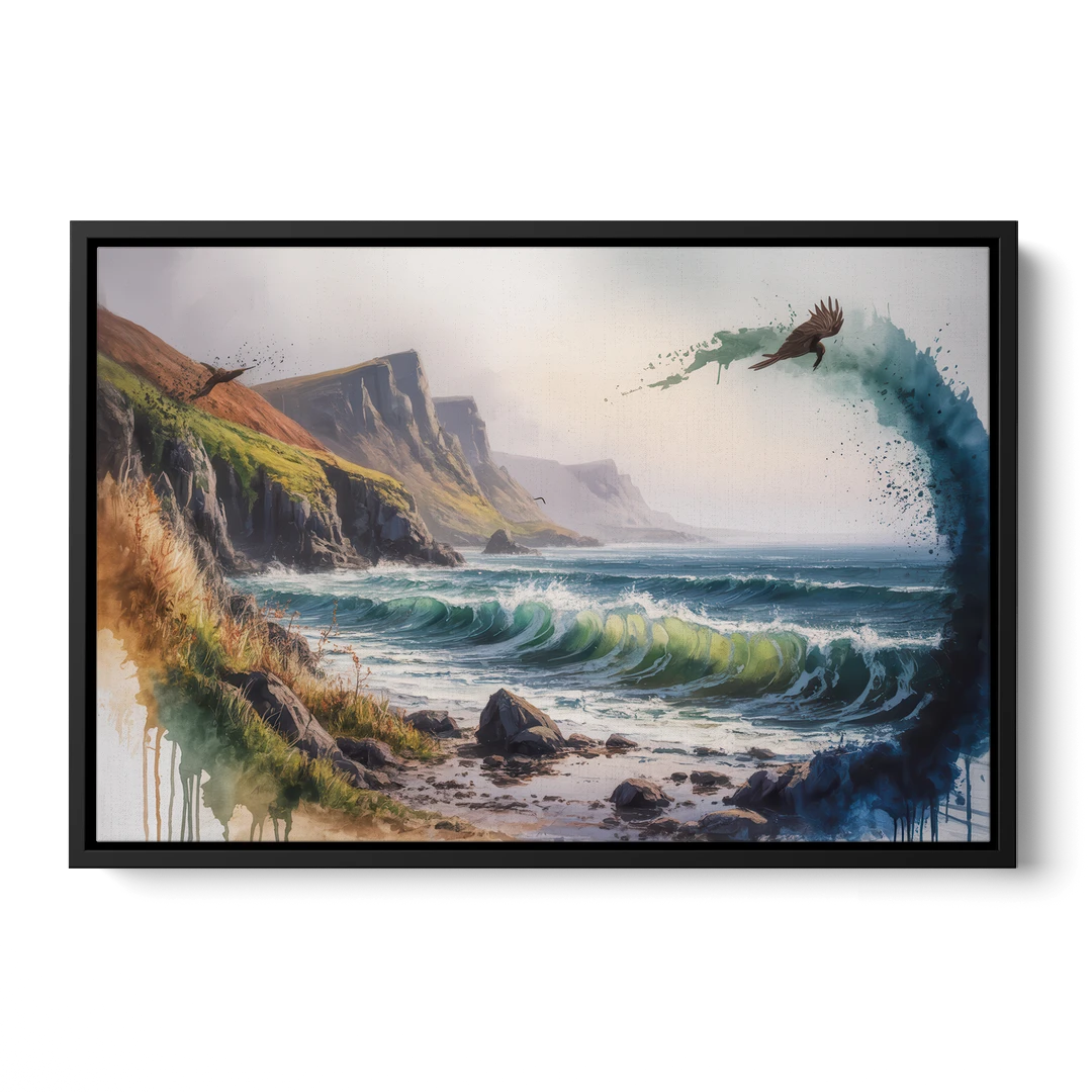 Celtic Coastline - Black Framed Canvas Wall Art - Front