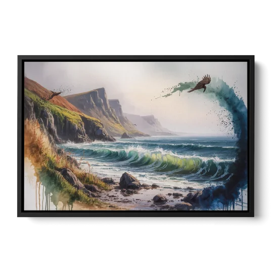 Celtic Coastline - Black Framed Canvas Wall Art - Front