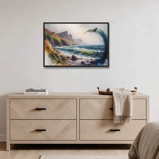 Celtic Coastline - Black Framed Canvas Wall Art - Coffee Table - 36x24