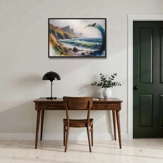 Celtic Coastline - Black Framed Canvas Wall Art - Office - 36x24
