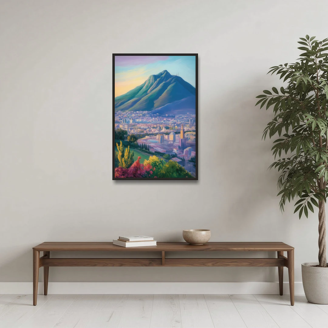 Cerro de la Silla View - Black Framed Canvas Wall Art - Coffee Table - 24x36