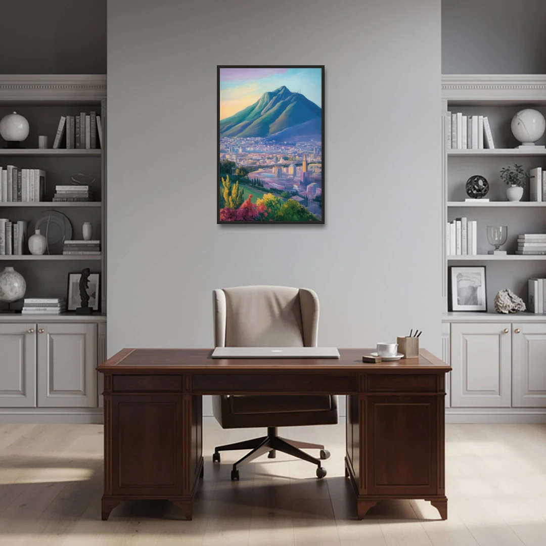 Cerro de la Silla View - Black Framed Canvas Wall Art - Office - 24x36