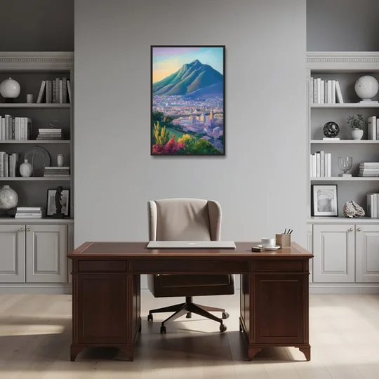 Cerro de la Silla View - Black Framed Canvas Wall Art - Office - 24x36