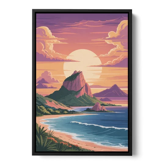 Cerro del Crestón Sunset - Black Framed Canvas Wall Art - Front