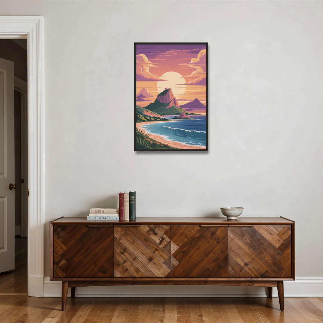 Cerro del Crestón Sunset - Black Framed Canvas Wall Art - Coffee Table - 24x36