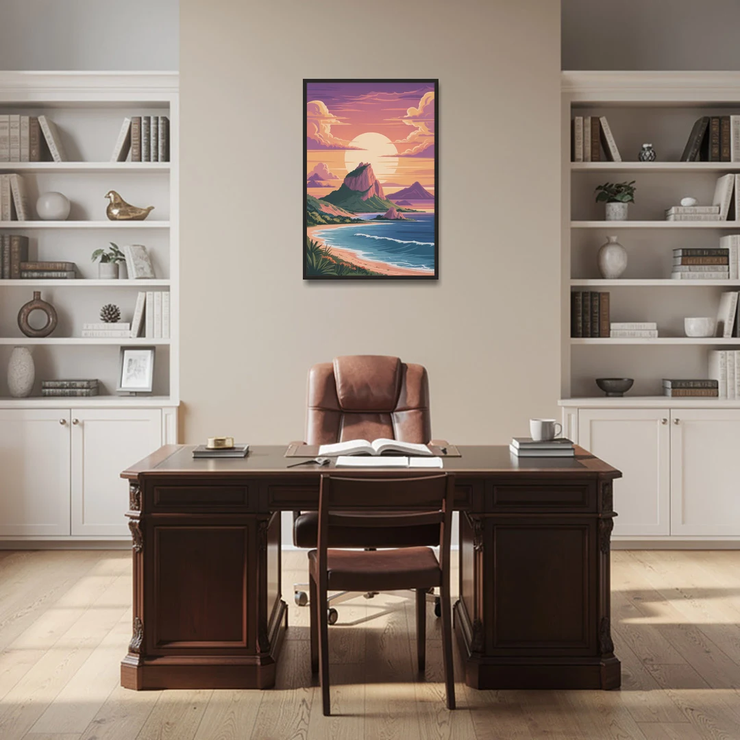 Cerro del Crestón Sunset - Black Framed Canvas Wall Art - Office - 24x36