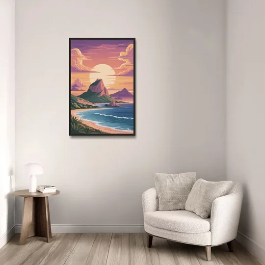 Cerro del Crestón Sunset - Black Framed Canvas Wall Art - Sofa - 24x36