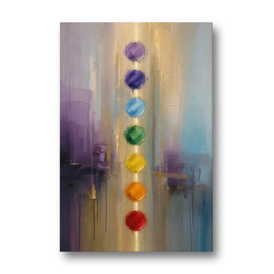 Chakra Painting with Golden Light Column - Canvas Wall Art - Front