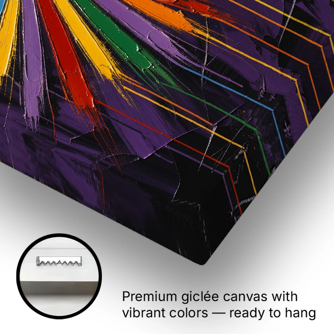 Chakra Wall Art Sunburst with Dripping Rays - Canvas Wall Art - Gallery Wrap Corner