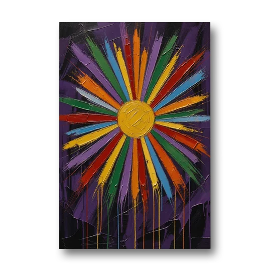 Chakra Wall Art Sunburst with Dripping Rays - Canvas Wall Art - Front