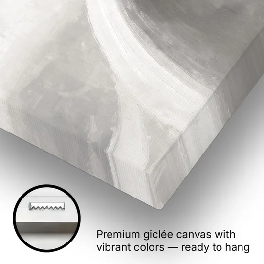 Abstract Chalk White Arc in Gray Mist for the Living Room - Canvas Wall Art - Gallery Wrap Corner