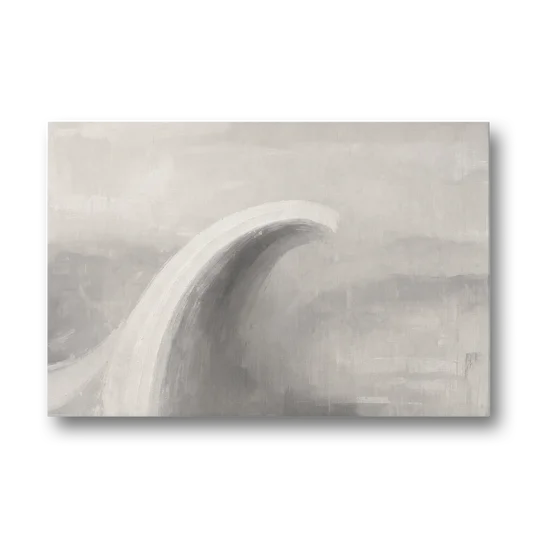 Abstract Chalk White Arc in Gray Mist for the Living Room - Canvas Wall Art - Front