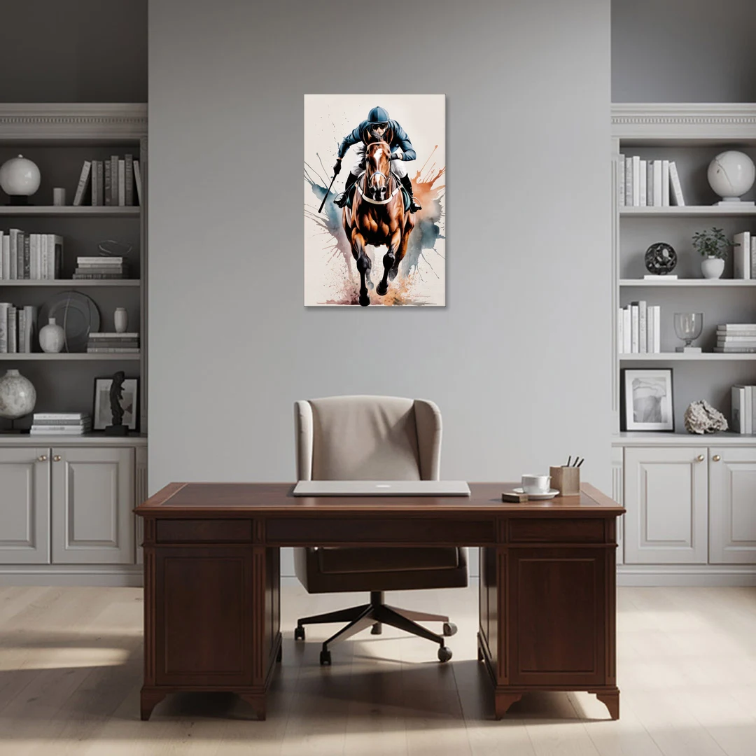 Champion Racehorse in Motion - Canvas Wall Art - Office - 24x36