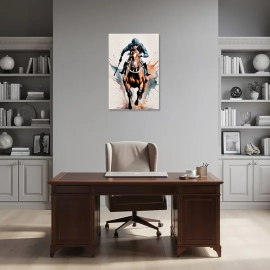 Champion Racehorse in Motion - Canvas Wall Art - Office - 24x36