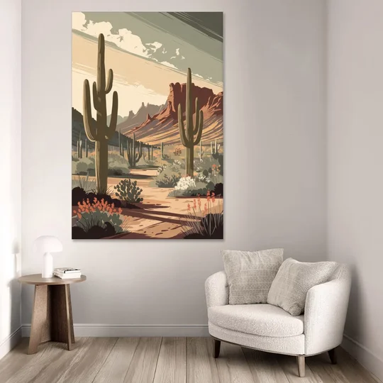 Chandler Arizona Cactus - Canvas Wall Art - Sofa - 40x60