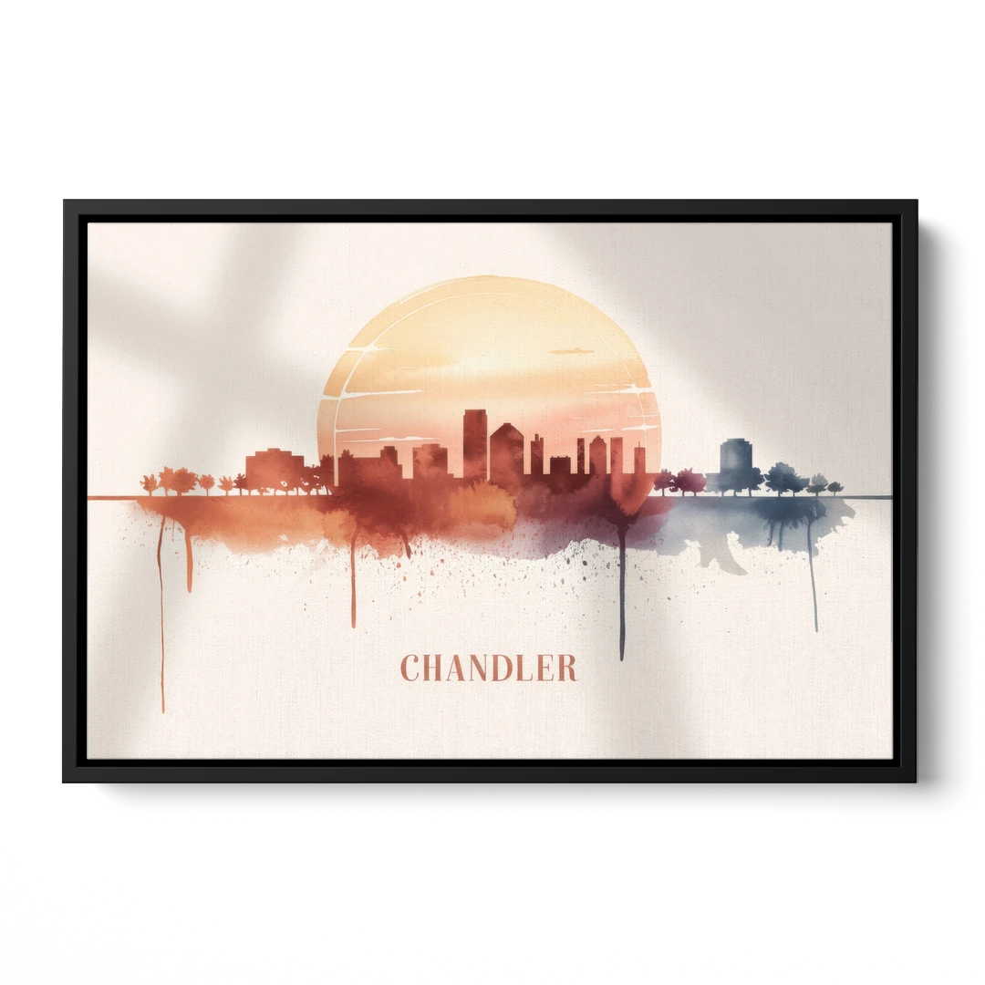 Chandler Skyline View - Black Framed Canvas Wall Art - Front
