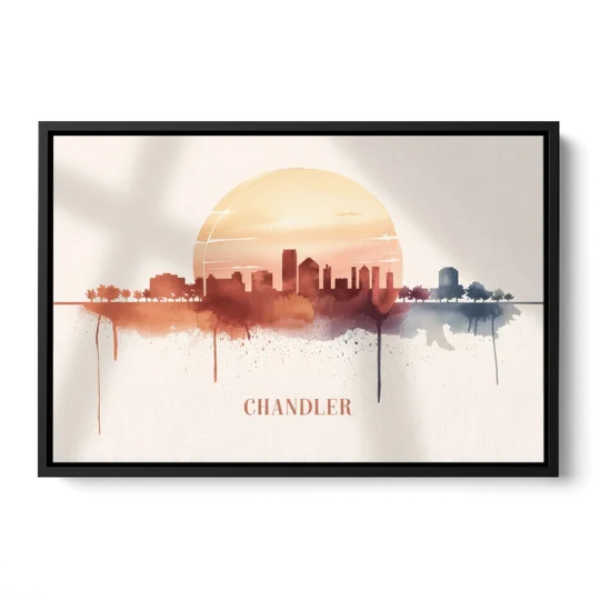 Chandler Skyline View - Black Framed Canvas Wall Art - Front