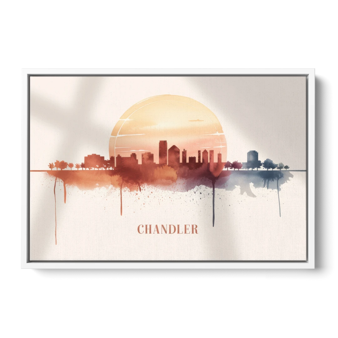 Chandler Skyline View - White Framed Canvas Wall Art - Front