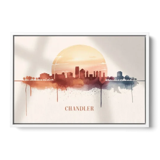 Chandler Skyline View - White Framed Canvas Wall Art - Front